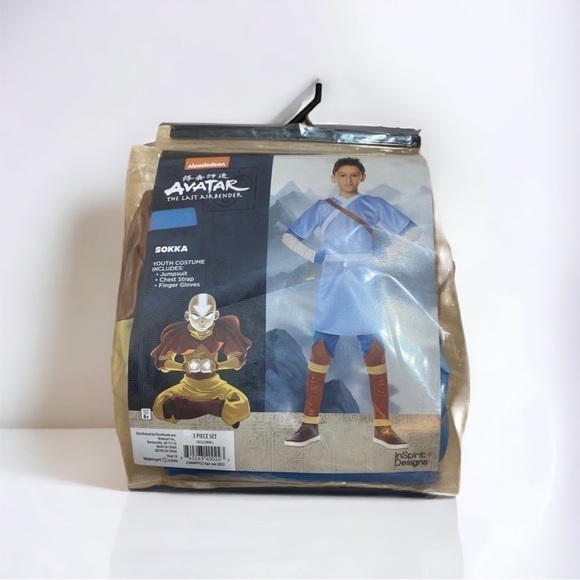 Avatar Sokka Costume NEW Kids Large Nickelodeon Dress Up Play Jumpsuit Medium - Picture 1 of 5